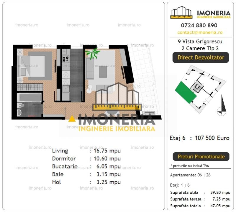 9 Vista Grigorescu, 0% comision, 300 m metrou, 750 m IOR. Pret promo mai 2026