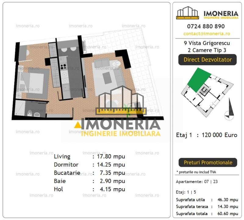 9 Vista Grigorescu, 0% comision, 300 m metrou, 750 m IOR. Pret promo mai 2026