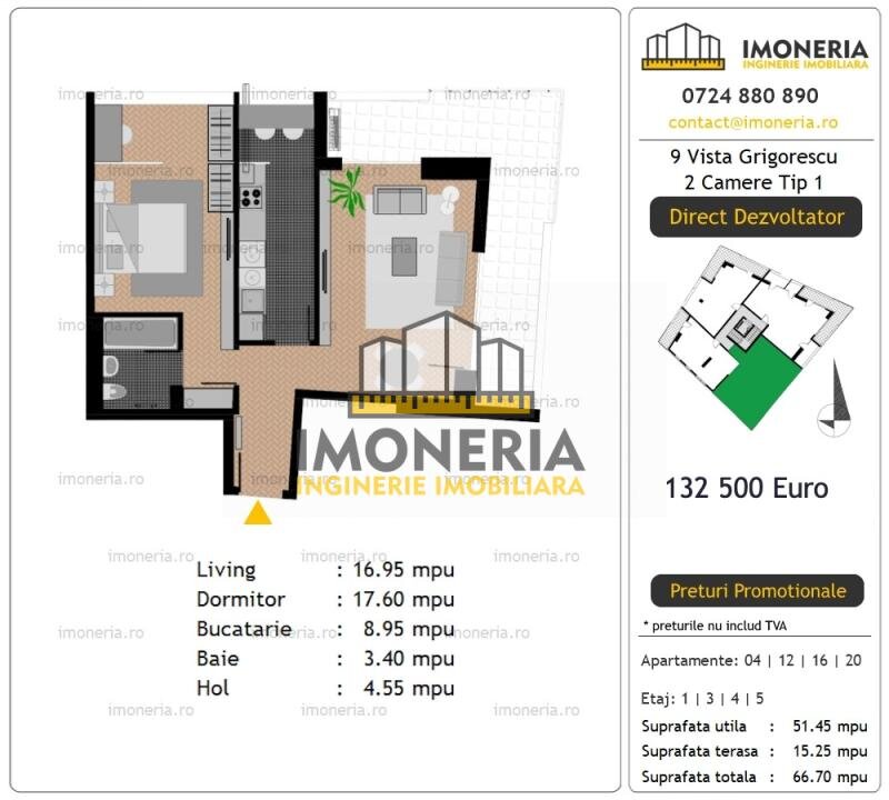 9 Vista Grigorescu, 0% comision, 300 m metrou, 750 m IOR. Pret promo mai 2026